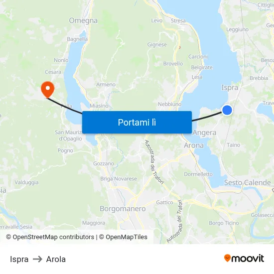 Ispra to Arola map