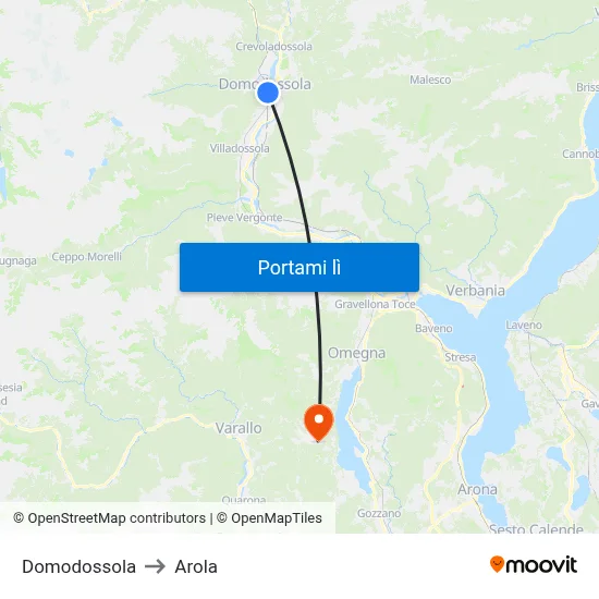 Domodossola to Arola map