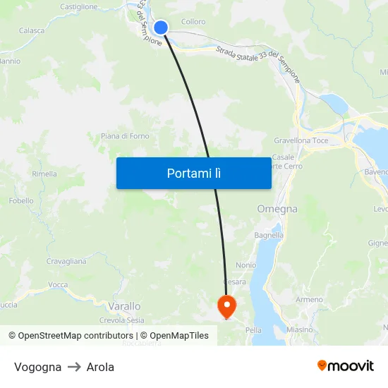 Vogogna to Arola map