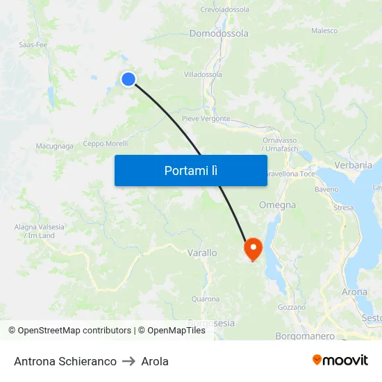 Antrona Schieranco to Arola map