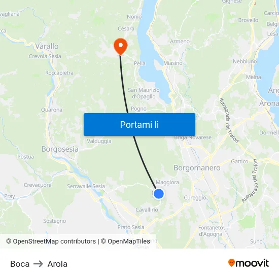 Boca to Arola map