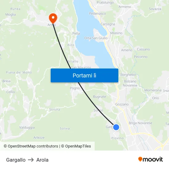 Gargallo to Arola map