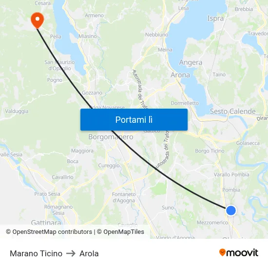 Marano Ticino to Arola map