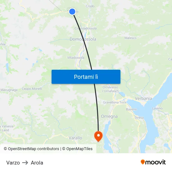 Varzo to Arola map
