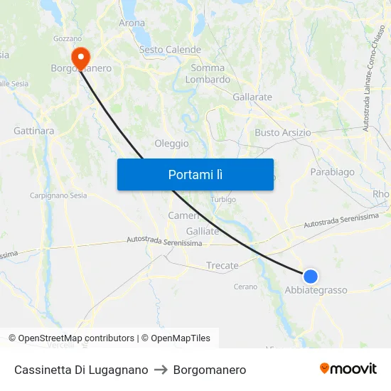 Cassinetta Di Lugagnano to Borgomanero map