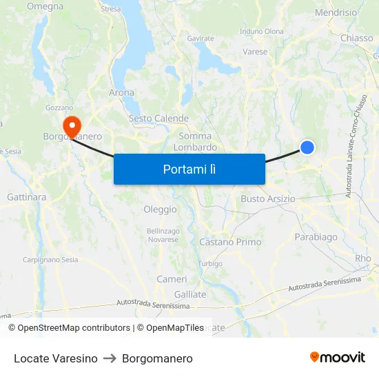 Locate Varesino to Borgomanero map