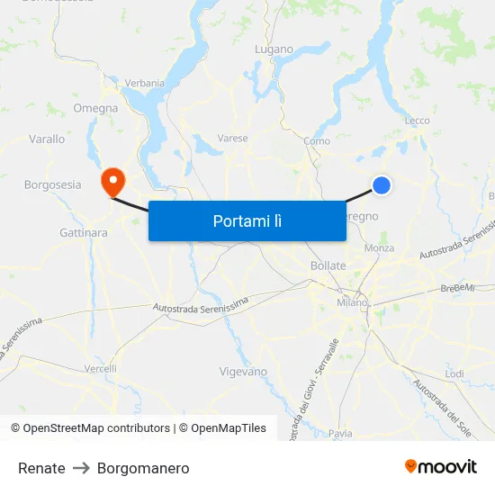 Renate to Borgomanero map