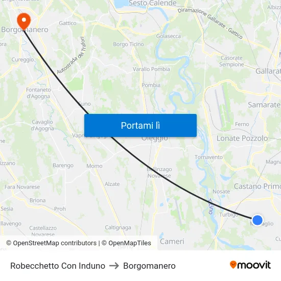 Robecchetto Con Induno to Borgomanero map