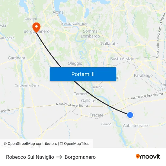 Robecco Sul Naviglio to Borgomanero map