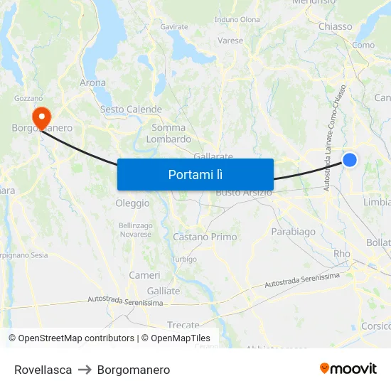 Rovellasca to Borgomanero map