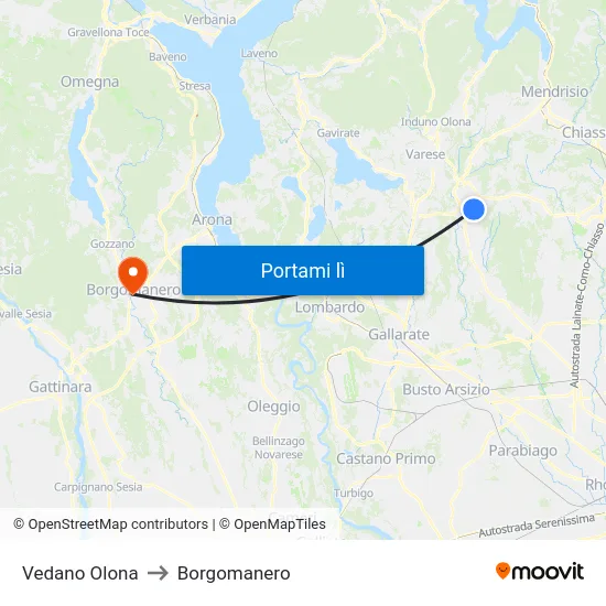 Vedano Olona to Borgomanero map