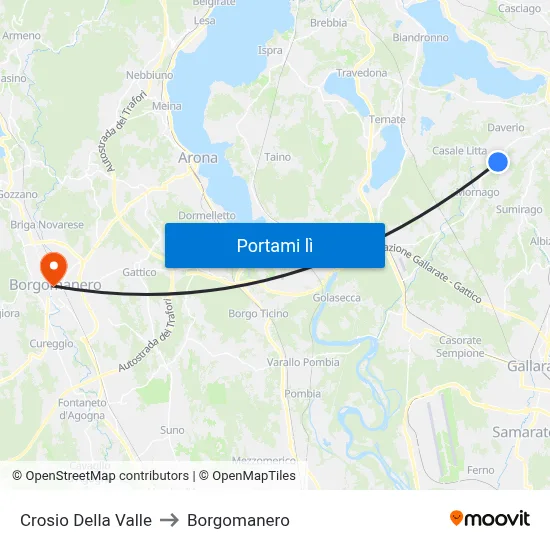 Crosio Della Valle to Borgomanero map