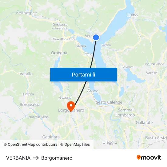 VERBANIA to Borgomanero map