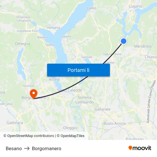 Besano to Borgomanero map
