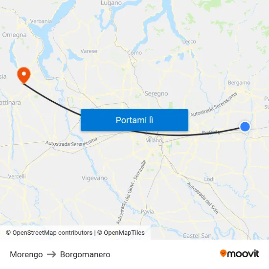Morengo to Borgomanero map