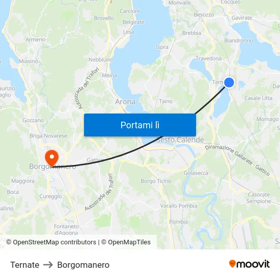 Ternate to Borgomanero map