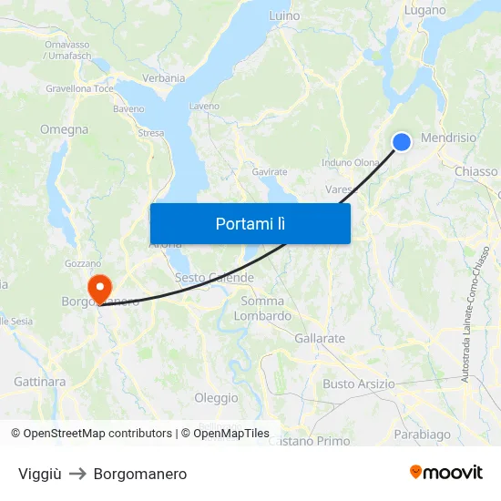 Viggiù to Borgomanero map