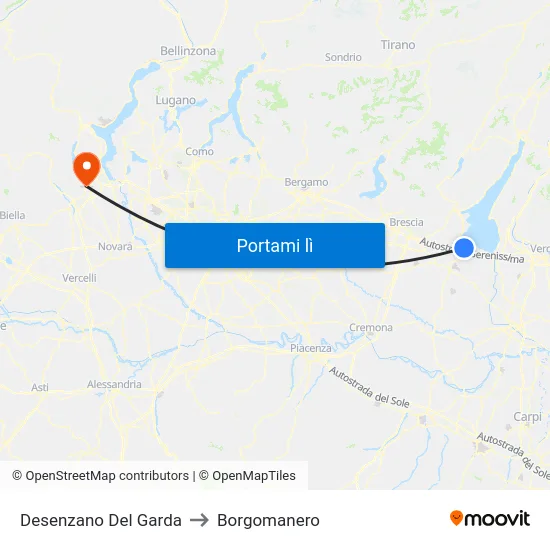 Desenzano Del Garda to Borgomanero map
