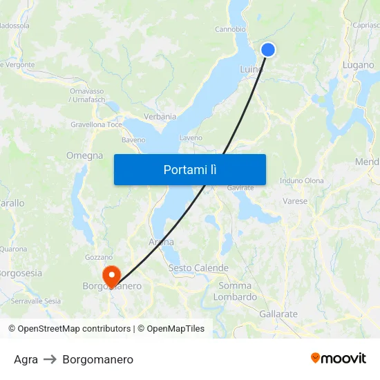 Agra to Borgomanero map