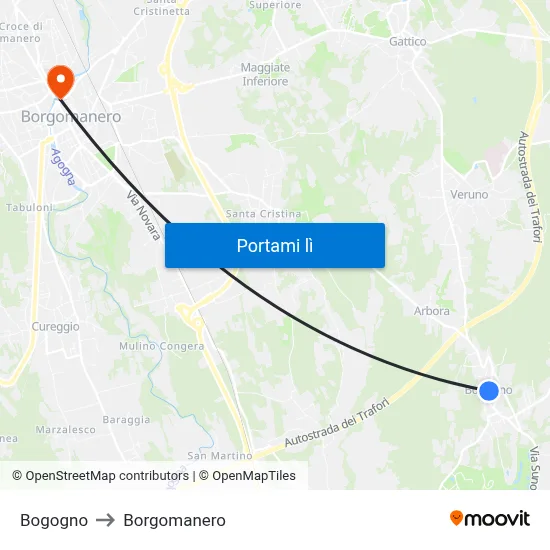 Bogogno to Borgomanero map