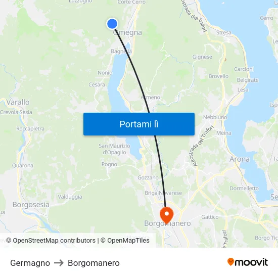 Germagno to Borgomanero map