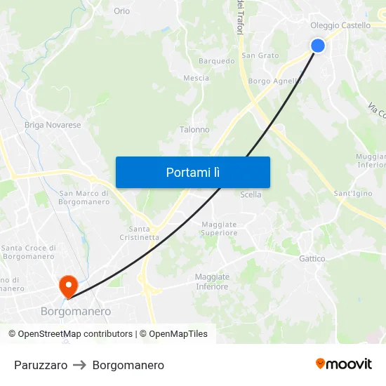 Paruzzaro to Borgomanero map