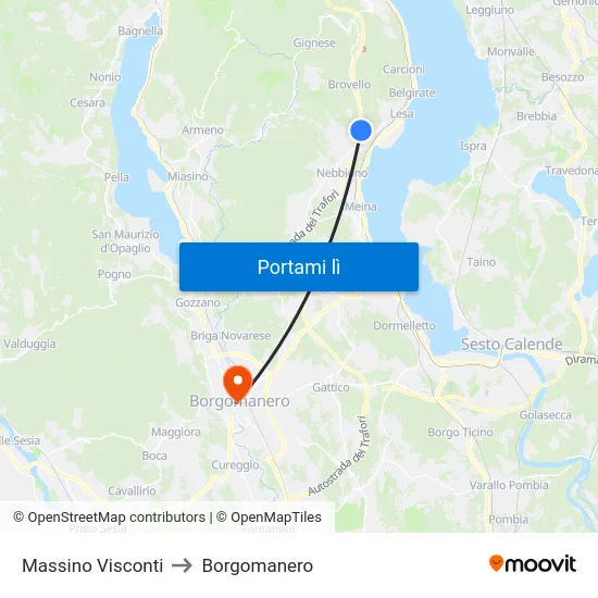 Massino Visconti to Borgomanero map
