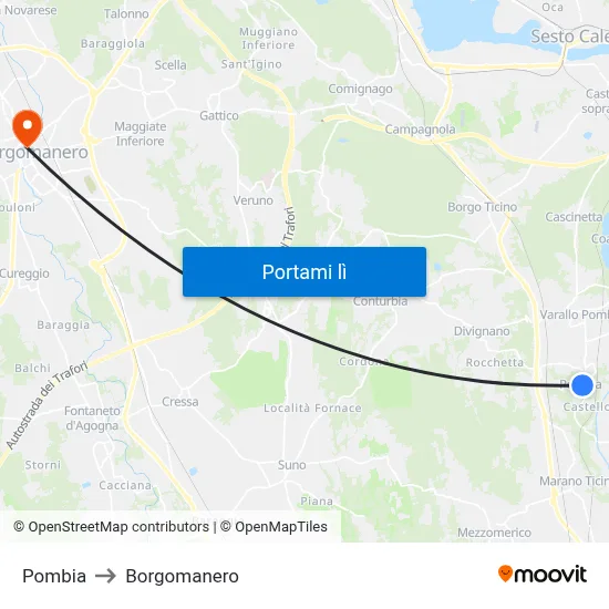 Pombia to Borgomanero map