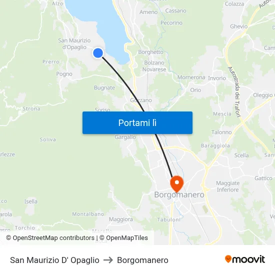 San Maurizio D' Opaglio to Borgomanero map