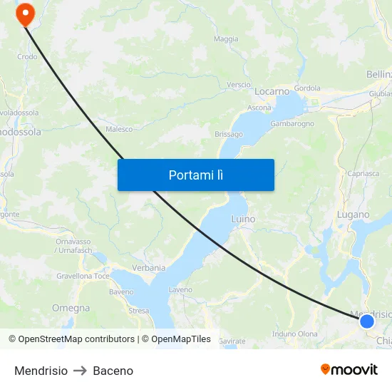 Mendrisio to Baceno map