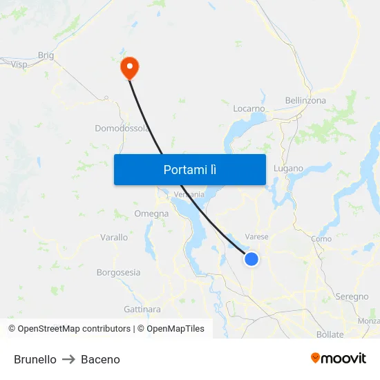 Brunello to Baceno map