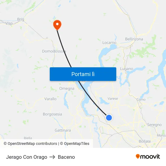 Jerago Con Orago to Baceno map