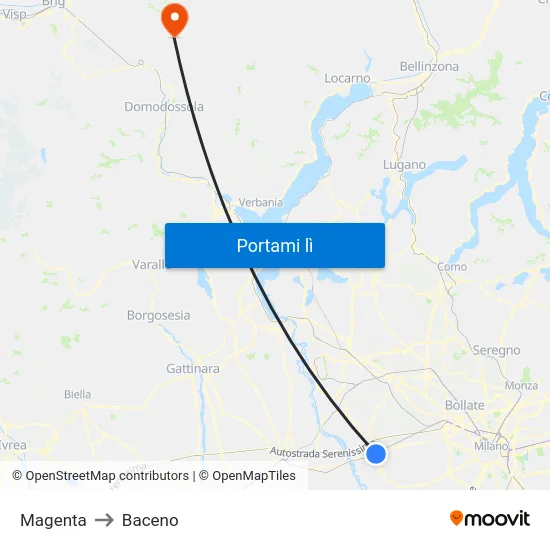 Magenta to Baceno map
