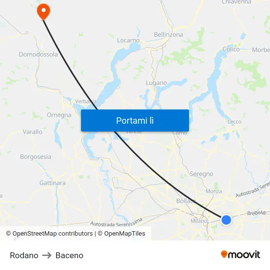 Rodano to Baceno map