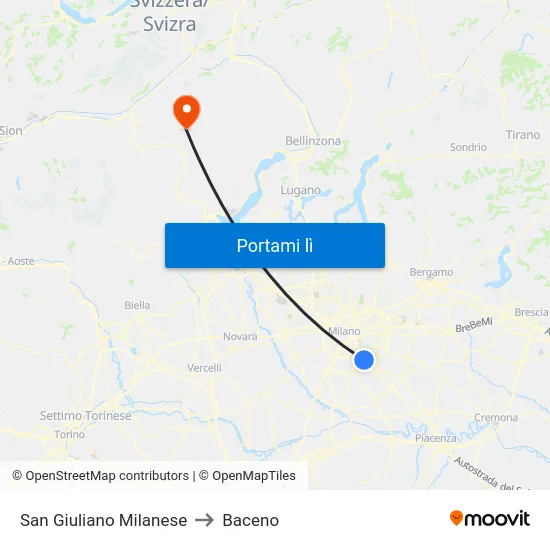 San Giuliano Milanese to Baceno map