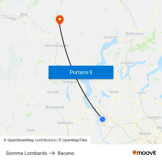 Somma Lombardo to Baceno map