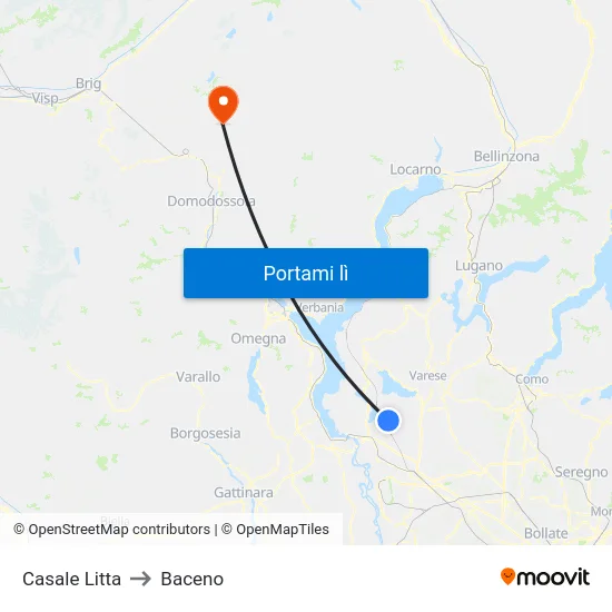 Casale Litta to Baceno map
