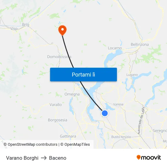 Varano Borghi to Baceno map