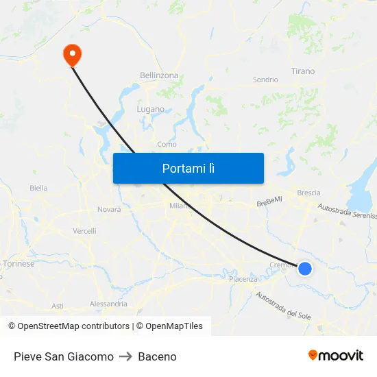 Pieve San Giacomo to Baceno map