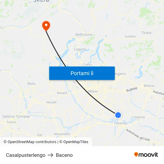 Casalpusterlengo to Baceno map