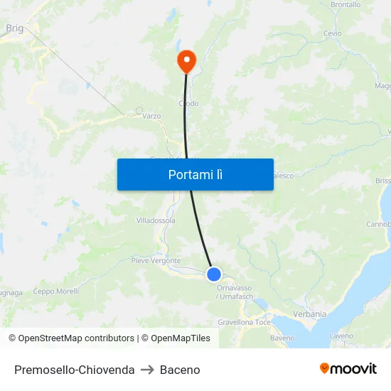 Premosello-Chiovenda to Baceno map