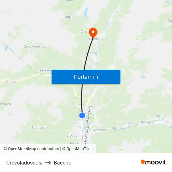 Crevoladossola to Baceno map