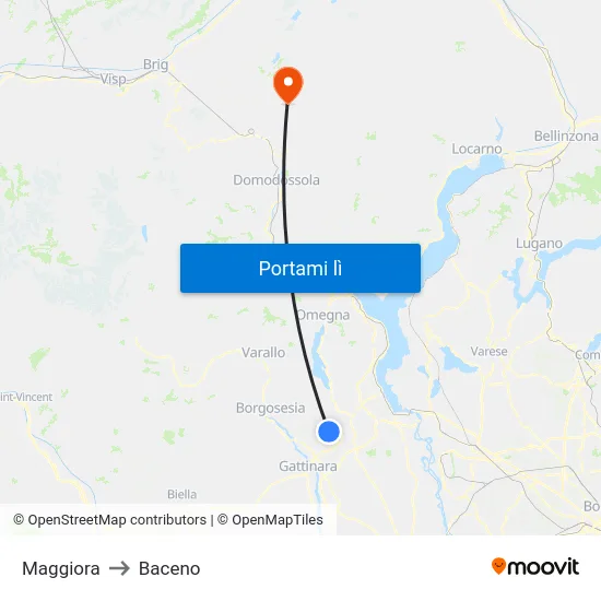 Maggiora to Baceno map