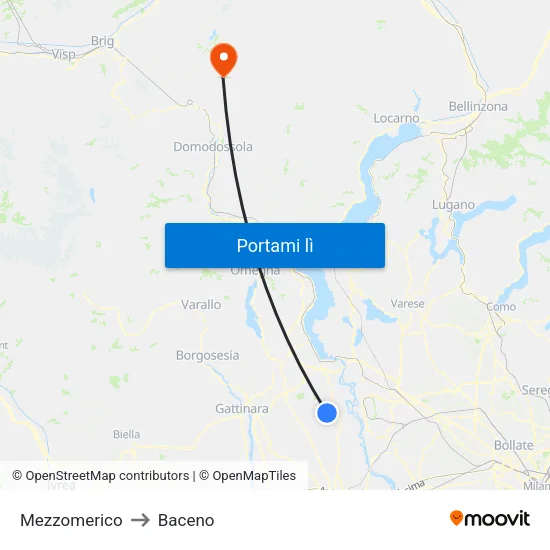 Mezzomerico to Baceno map