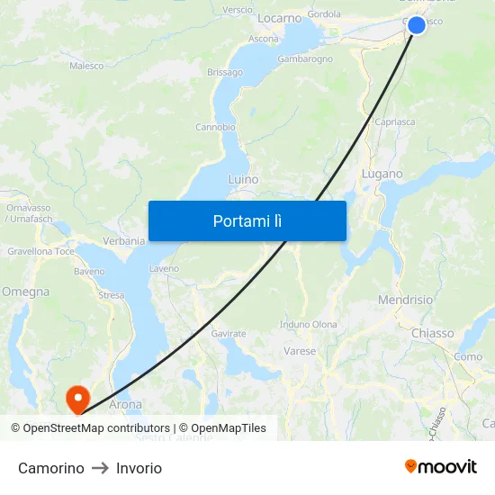 Camorino to Invorio map