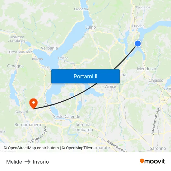 Melide to Invorio map