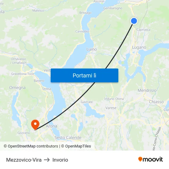 Mezzovico-Vira to Invorio map