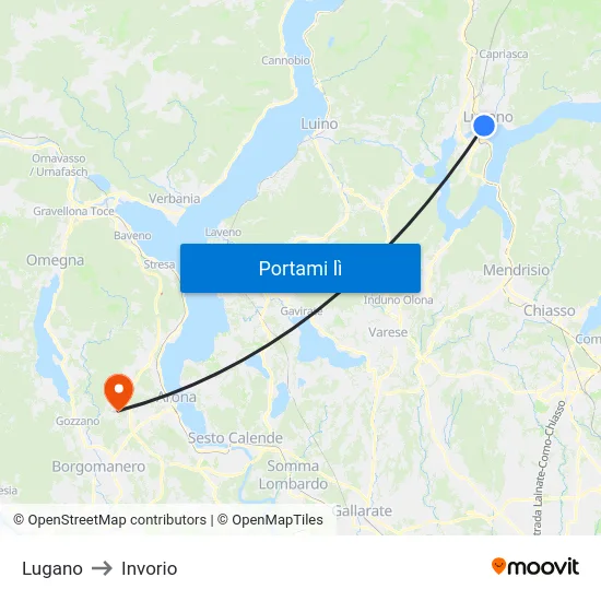 Lugano to Invorio map