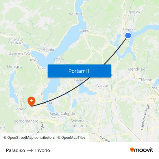 Paradiso to Invorio map