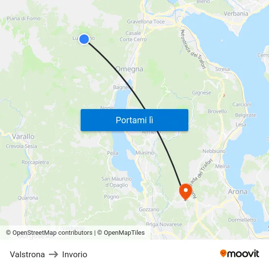 Valstrona to Invorio map